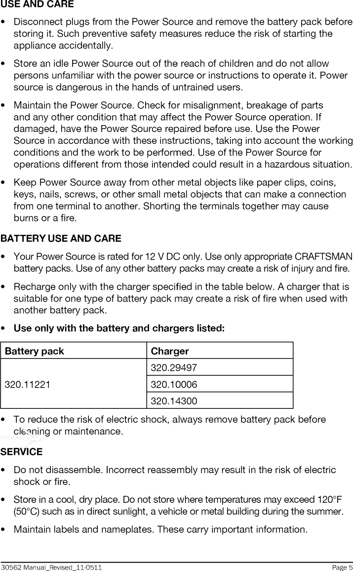 Page 5 of 12 - Craftsman 32030562 1207053L User Manual  BATTERY CHARGER - Manuals And Guides
