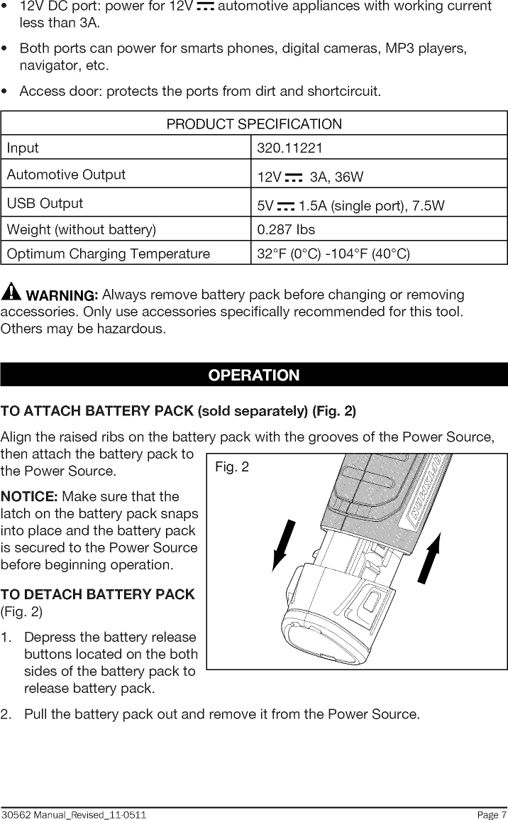 Page 7 of 12 - Craftsman 32030562 1207053L User Manual  BATTERY CHARGER - Manuals And Guides