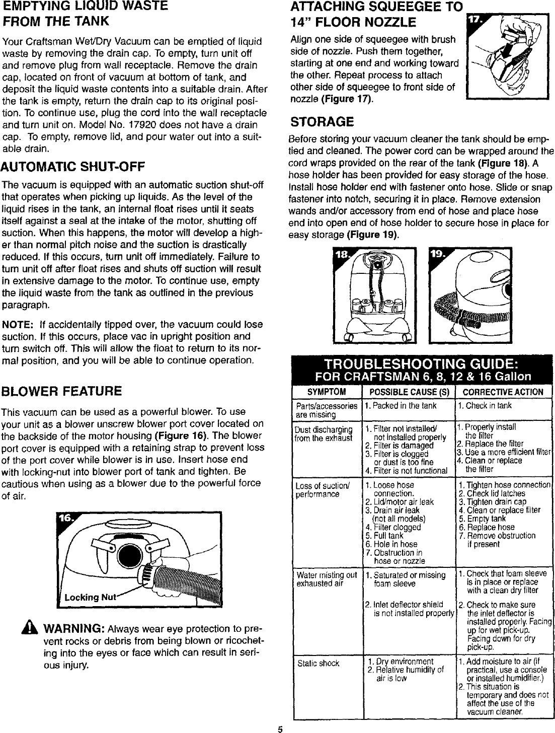 Page 5 of 11 - Craftsman 338179200 User Manual  WET/DRY VACUUM - Manuals And Guides L0709255