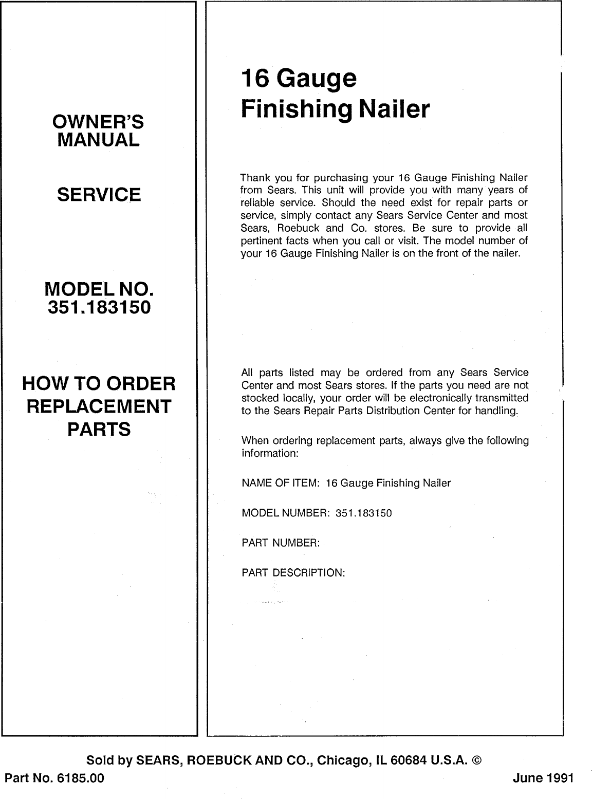 Page 8 of 8 - Craftsman 351183150 User Manual  NAILER - Manuals And Guides L0807586