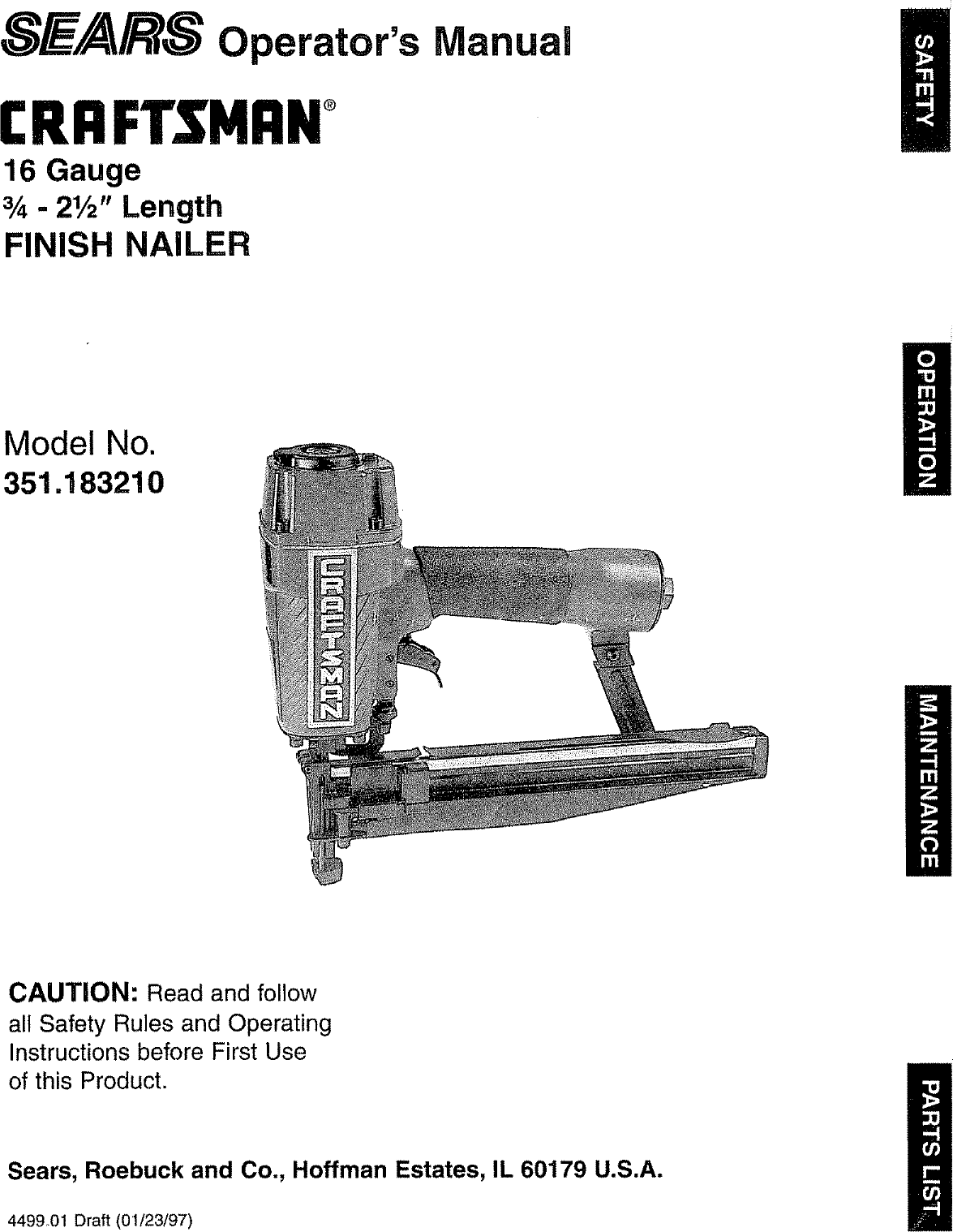 Page 1 of 8 - Craftsman 351183210 User Manual  NAILER - Manuals And Guides L0806103