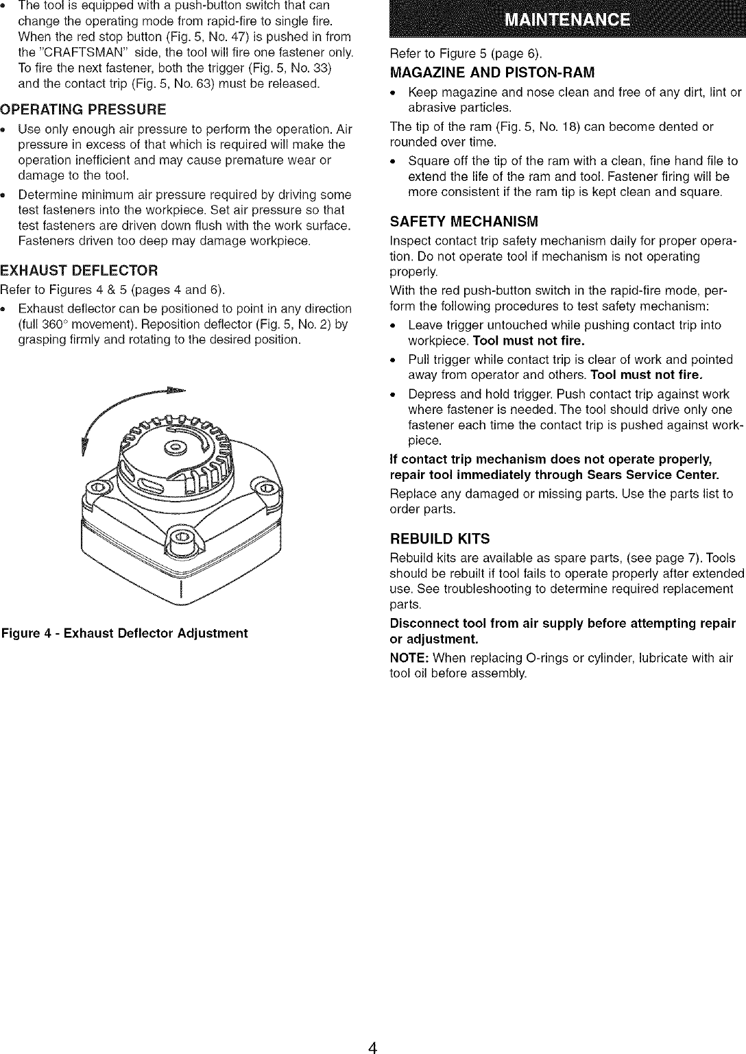 Page 4 of 12 - Craftsman 351184060 User Manual  CROWN STAPLER - Manuals And Guides L0711533