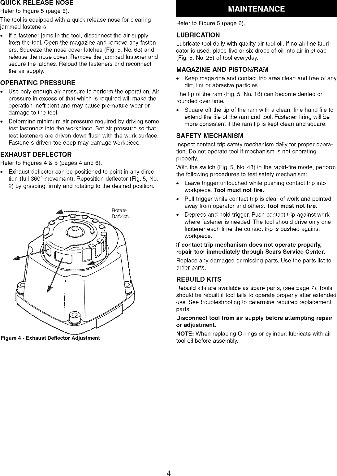 Page 4 of 12 - Craftsman 351184310 User Manual  FINISH NAILER - Manuals And Guides LR708015