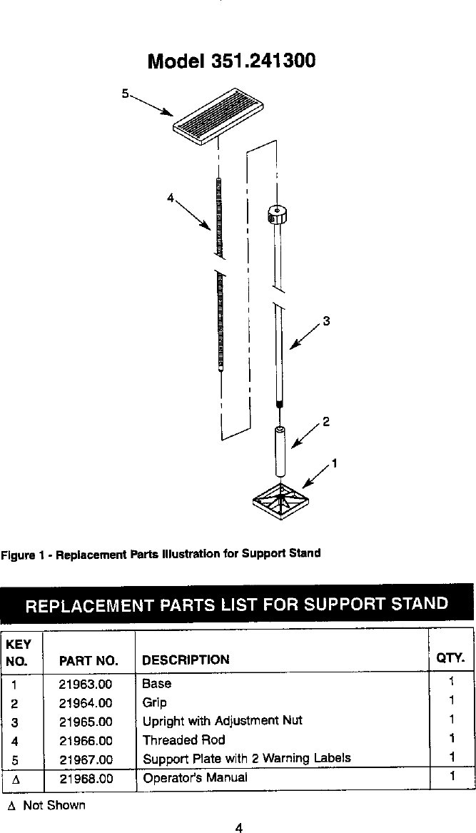 Page 4 of 8 - Craftsman 351241300 User Manual  CABINET SUPPORT STAND - Manuals And Guides L0406465