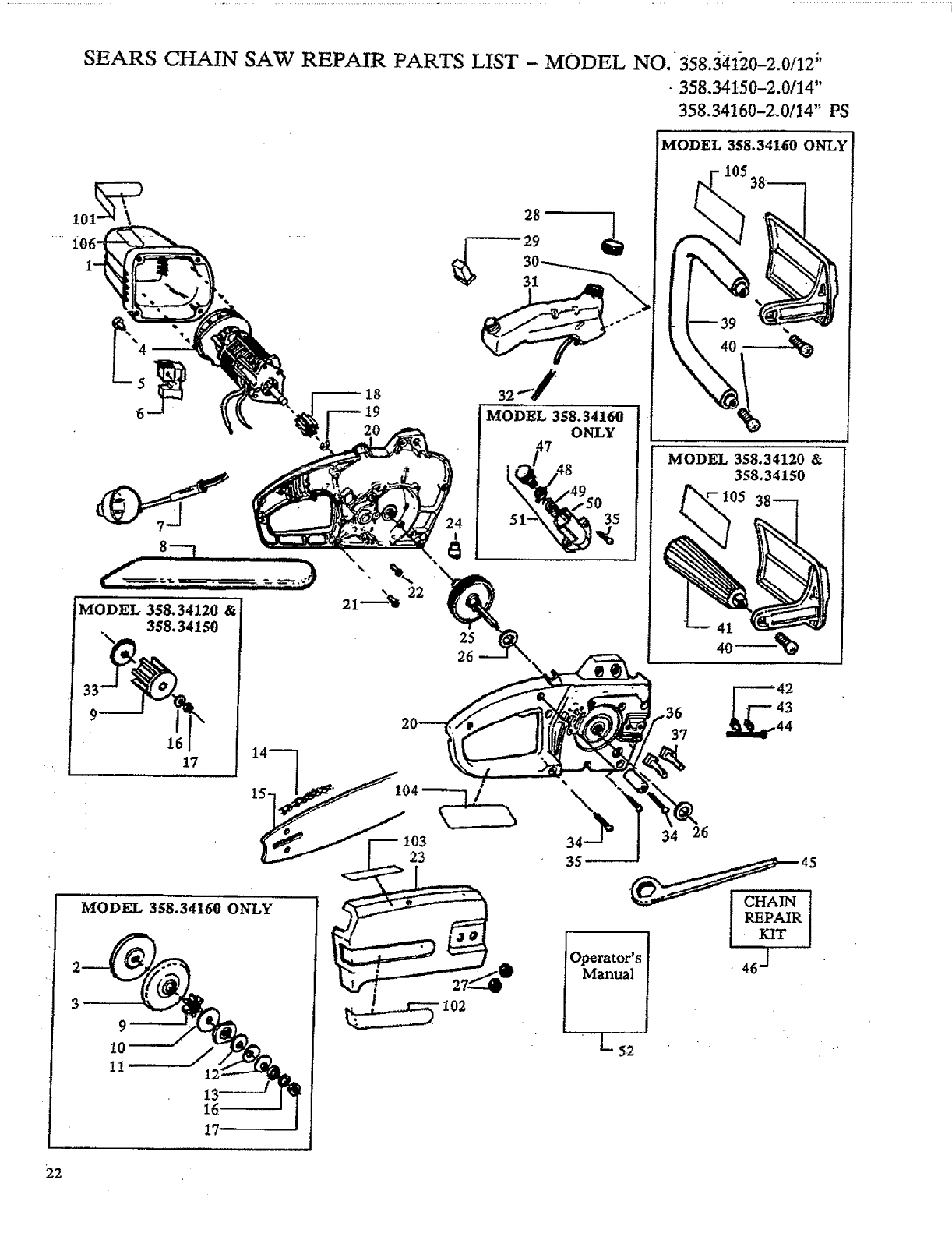 Craftsman 35834120 User Manual CHAIN SAW Manuals And Guides L0810314