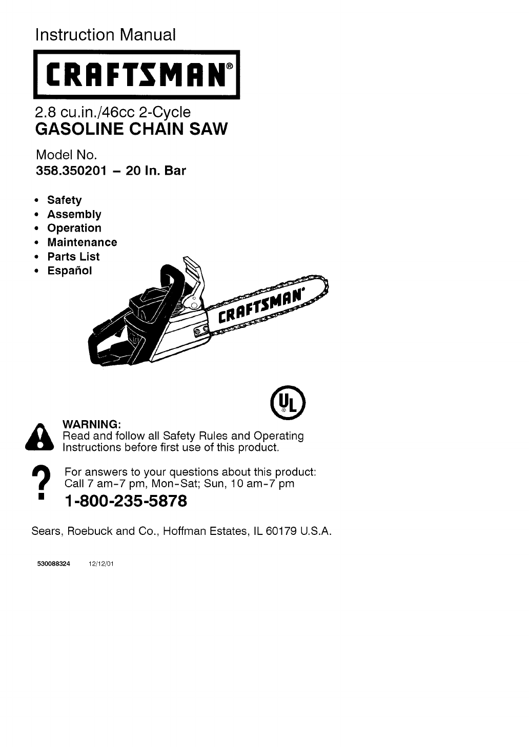 Craftsman Inch Chainsaw Manual