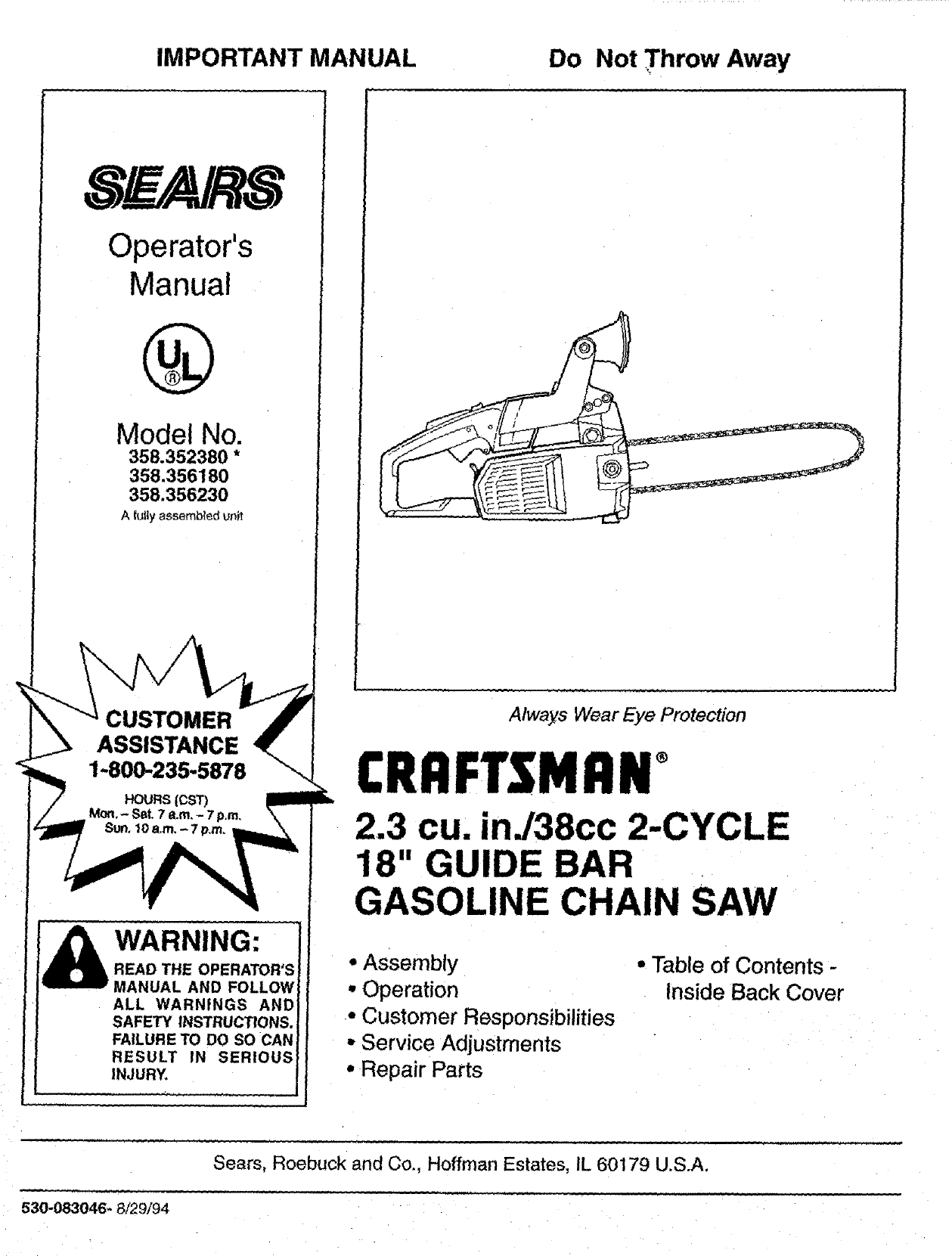 Craftsman User Manual Chain Saw Manuals And Guides L