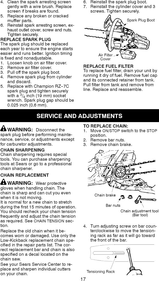 Craftsman 358362180 User Manual Chain Saw Manuals And Guides