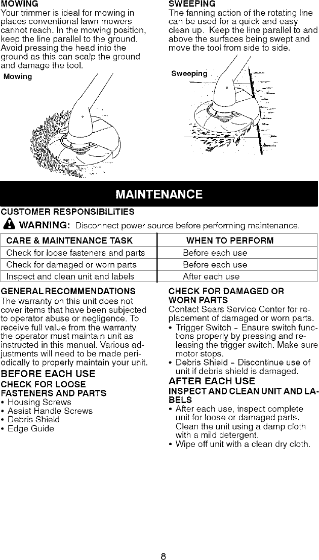 Craftsman V20 Weed Eater Manual