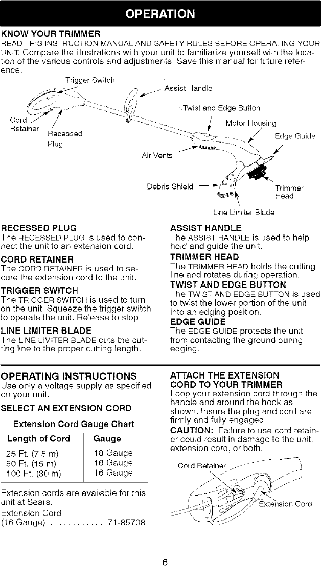 Page 6 of 10 - Craftsman 358745321 User Manual  TRIMMER - Manuals And Guides L0804187