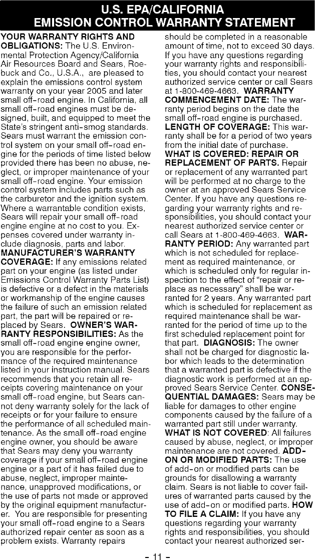 Page 11 of 12 - Craftsman 358794900 User Manual  BLOWER - Manuals And Guides L0504501