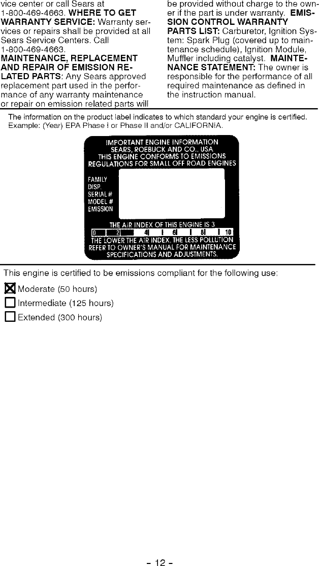 Page 12 of 12 - Craftsman 358794900 User Manual  BLOWER - Manuals And Guides L0504501