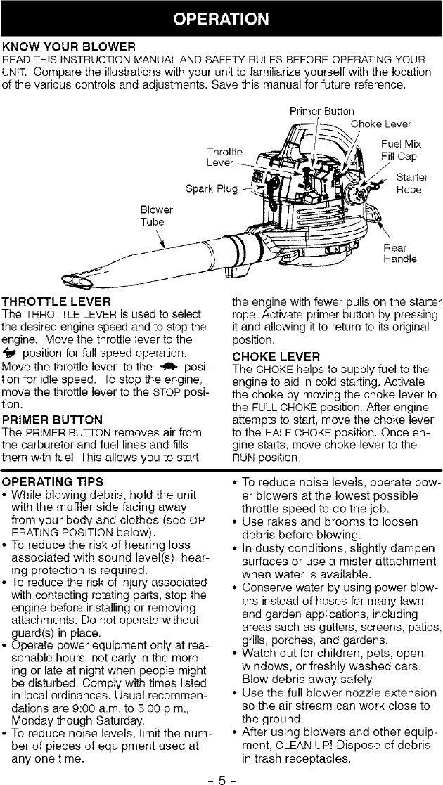 Page 5 of 12 - Craftsman 358794900 User Manual  BLOWER - Manuals And Guides L0504501