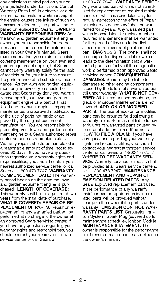 Page 12 of 12 - Craftsman 358795700 User Manual  HEDGE TRIMMER - Manuals And Guides L0810516