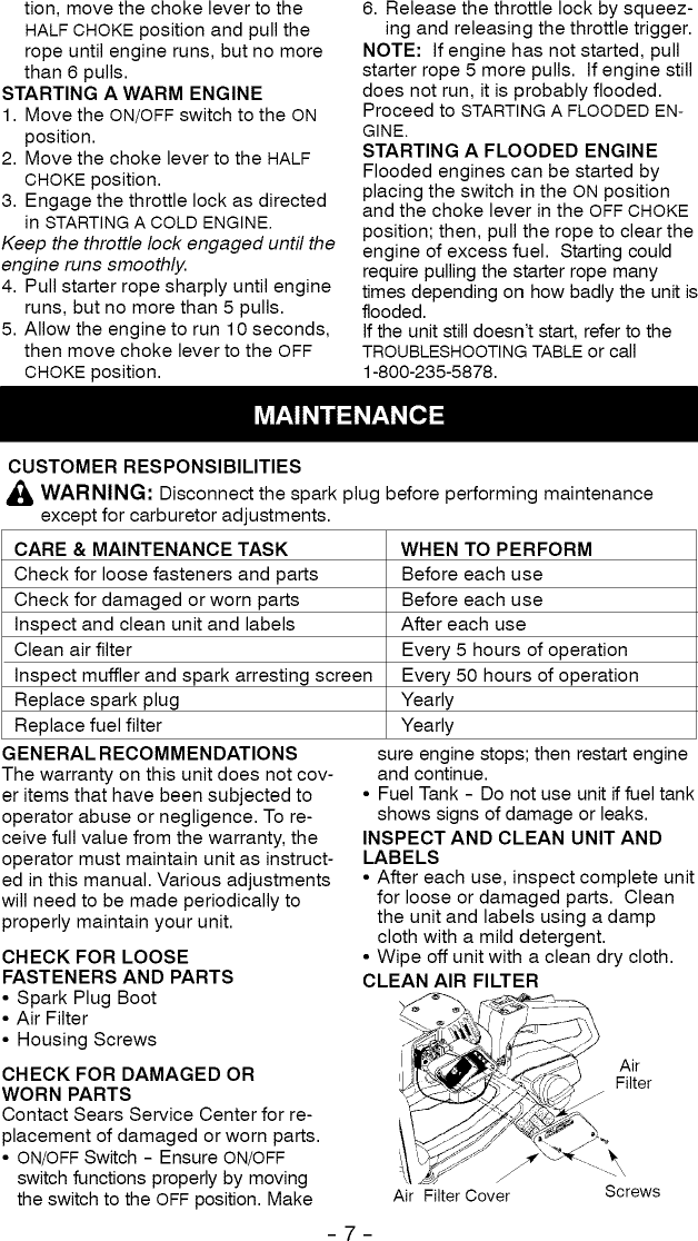 Page 7 of 12 - Craftsman 358795700 User Manual  HEDGE TRIMMER - Manuals And Guides L0810516