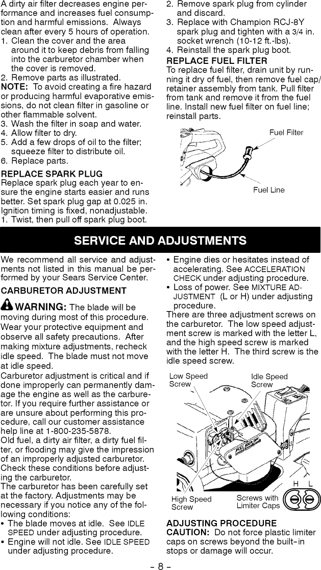 Page 8 of 12 - Craftsman 358795700 User Manual  HEDGE TRIMMER - Manuals And Guides L0810516