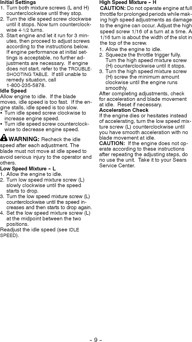 Page 9 of 12 - Craftsman 358795700 User Manual  HEDGE TRIMMER - Manuals And Guides L0810516