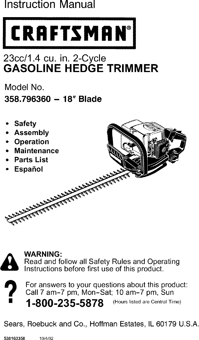 Craftsman User Manual Trimmer Manuals And Guides L