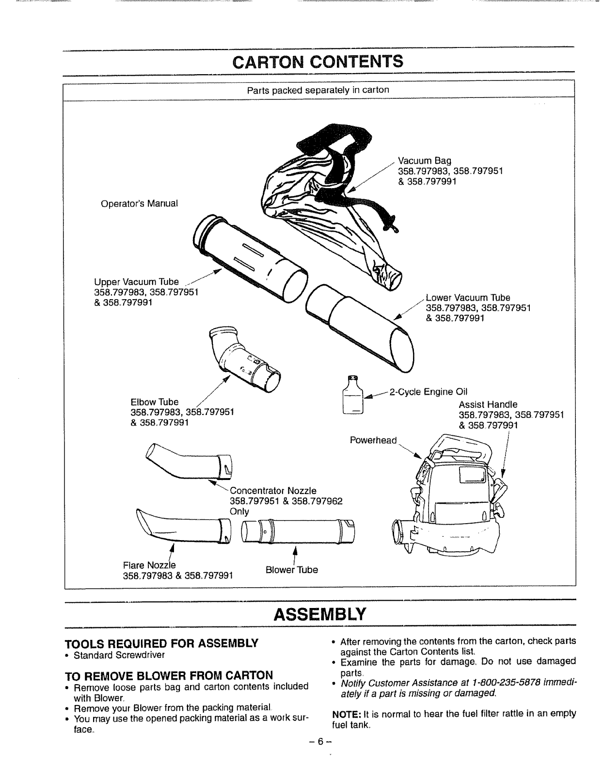 Craftsman 358797923 User Manual LEAF BLOWER Manuals And Guides L0805054