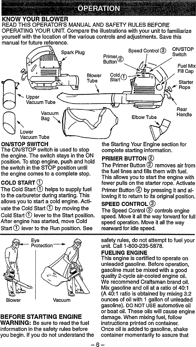 Page 6 of 10 - Craftsman 358797931 User Manual  GAS BLOWER - Manuals And Guides L0806104