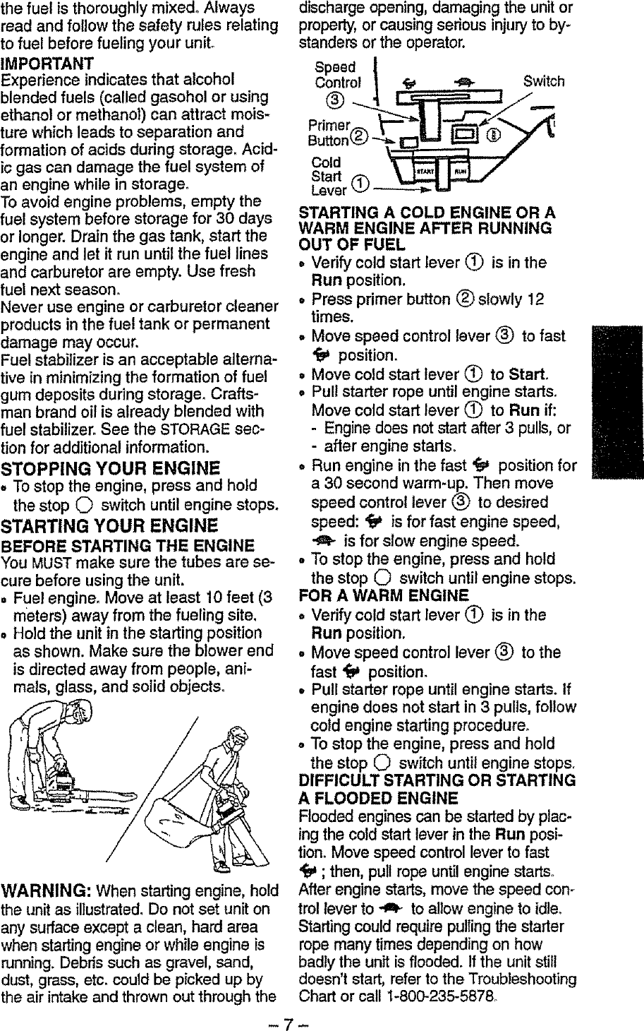 Page 7 of 10 - Craftsman 358797931 User Manual  GAS BLOWER - Manuals And Guides L0806104