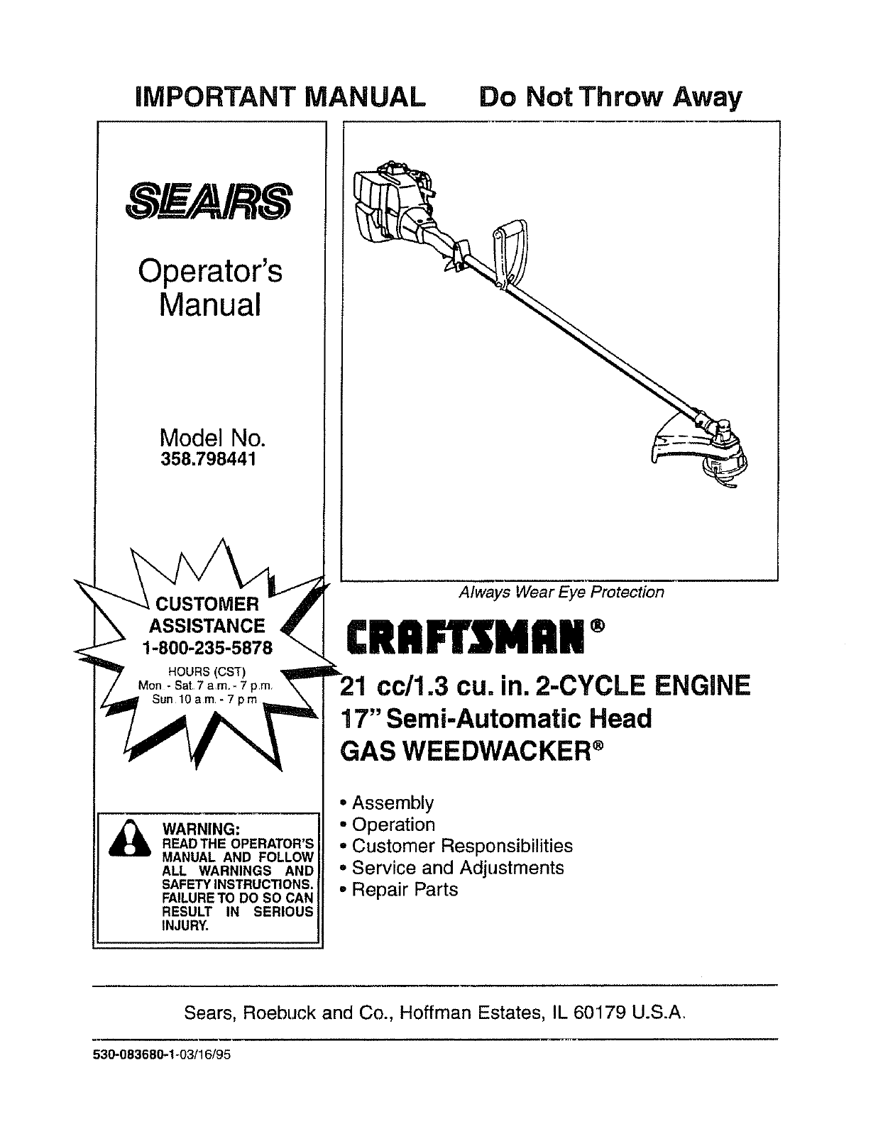 Craftsman 4 Cycle Weed Eater Manual