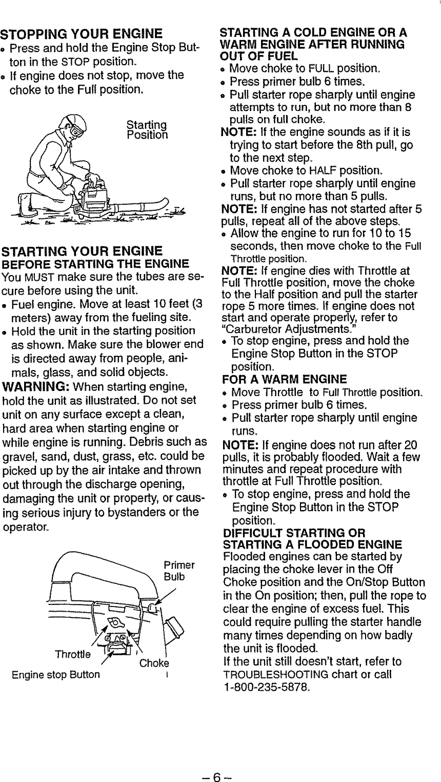 Page 6 of 10 - Craftsman 358798940 User Manual  BLOWER - Manuals And Guides L0810247