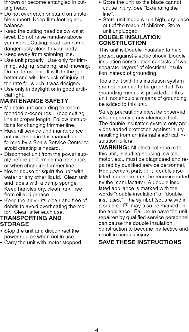 Page 4 of 10 - Craftsman 358799000 User Manual  TRIMMER - Manuals And Guides L0804278