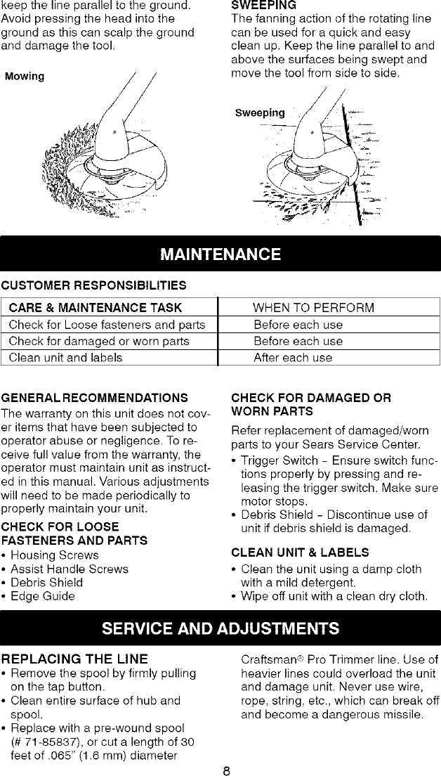 Page 8 of 10 - Craftsman 358799000 User Manual  TRIMMER - Manuals And Guides L0804278