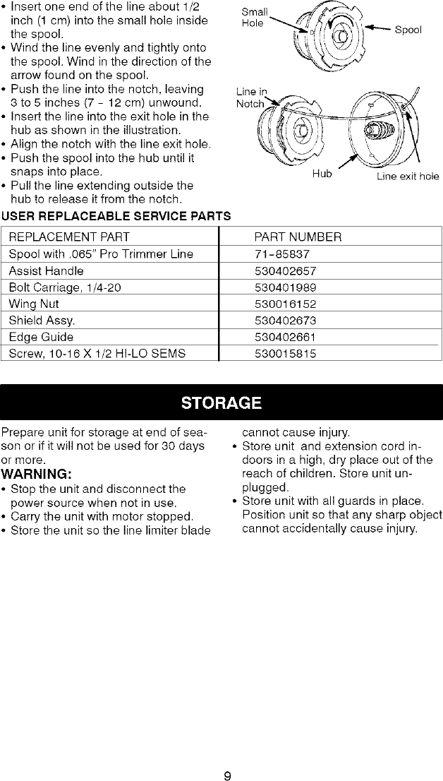 Page 9 of 10 - Craftsman 358799000 User Manual  TRIMMER - Manuals And Guides L0804278