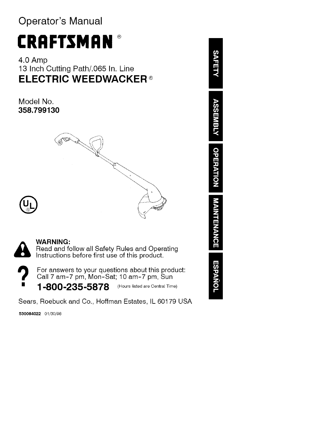 craftsman 15 weedwacker electric trimmer