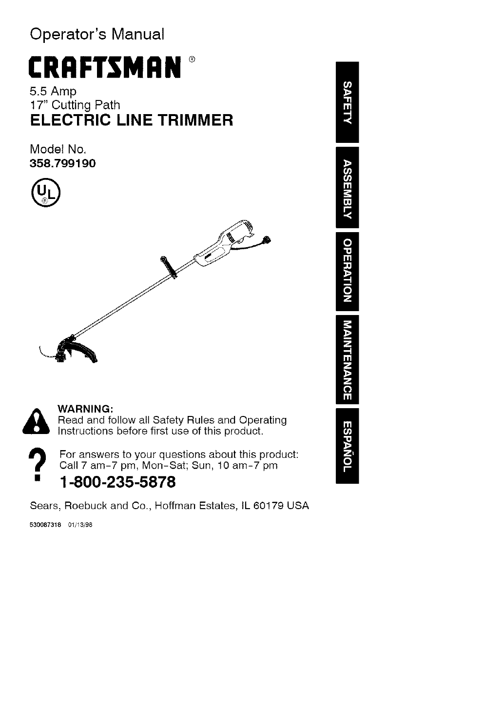 CRAFTSMAN WEEDWACKER OPERATOR'S MANUAL Pdf Download ManualsLib