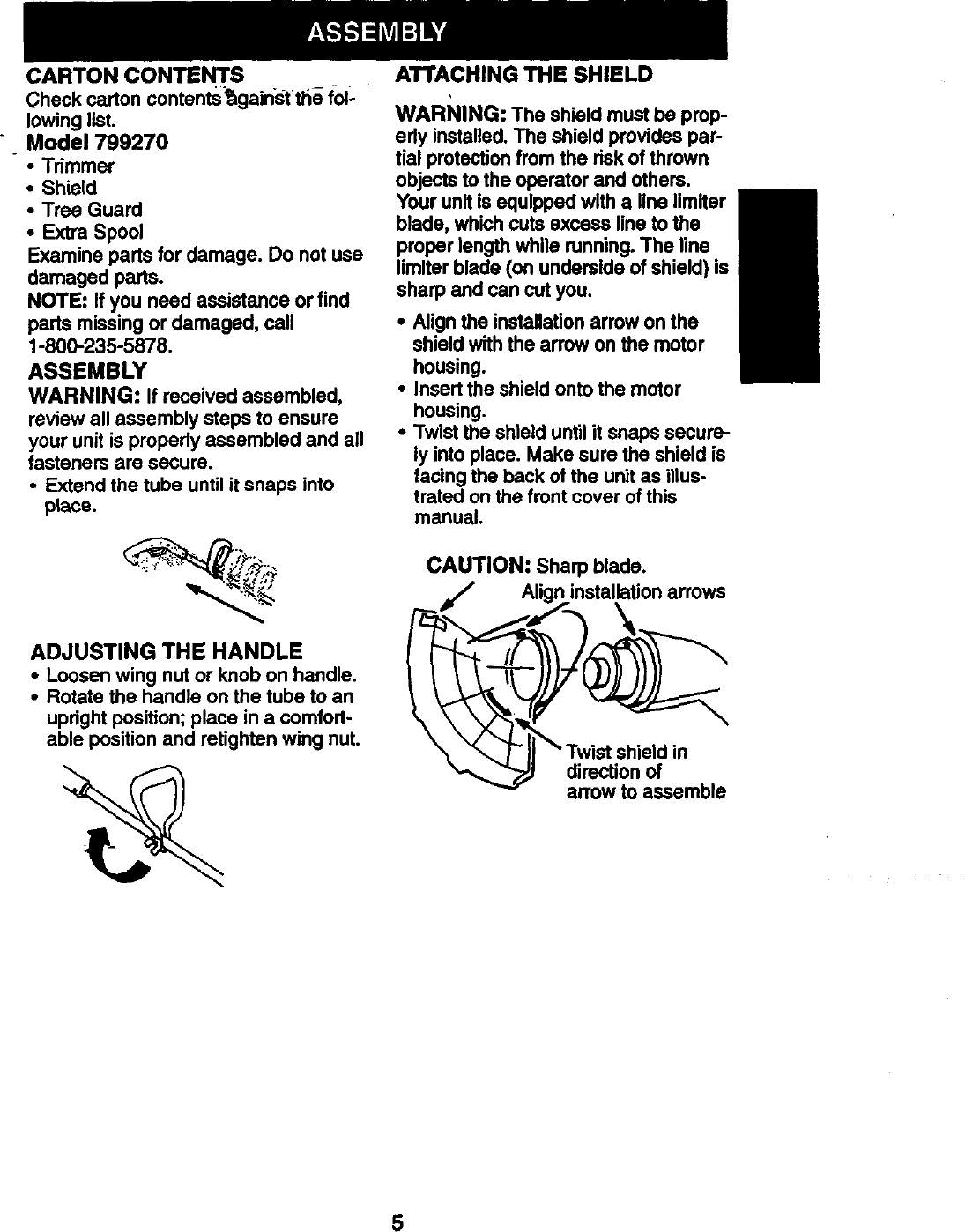 Page 5 of 12 - Craftsman 358799270 User Manual  ELECTRIC WEEDWACKER - Manuals And Guides 98110053