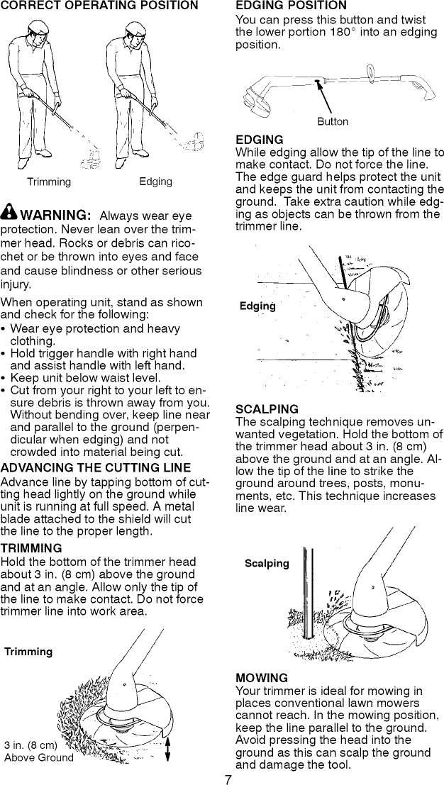 Page 7 of 10 - Craftsman 358799461 User Manual  ELECTRIC TRIMMER - Manuals And Guides L0905105