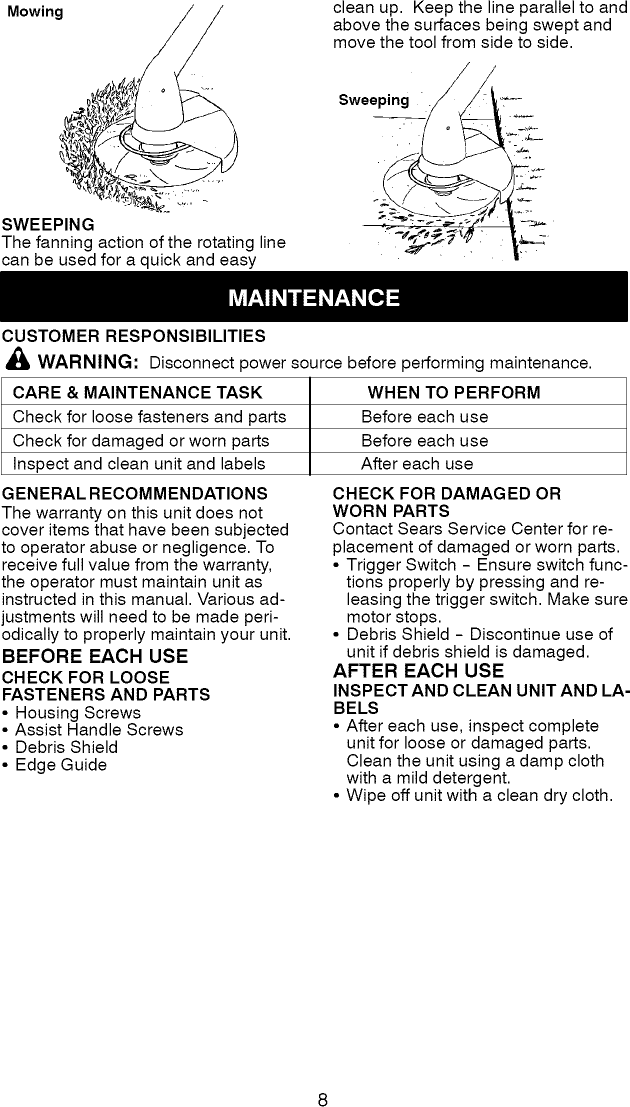 Page 8 of 10 - Craftsman 358799461 User Manual  ELECTRIC TRIMMER - Manuals And Guides L0905105