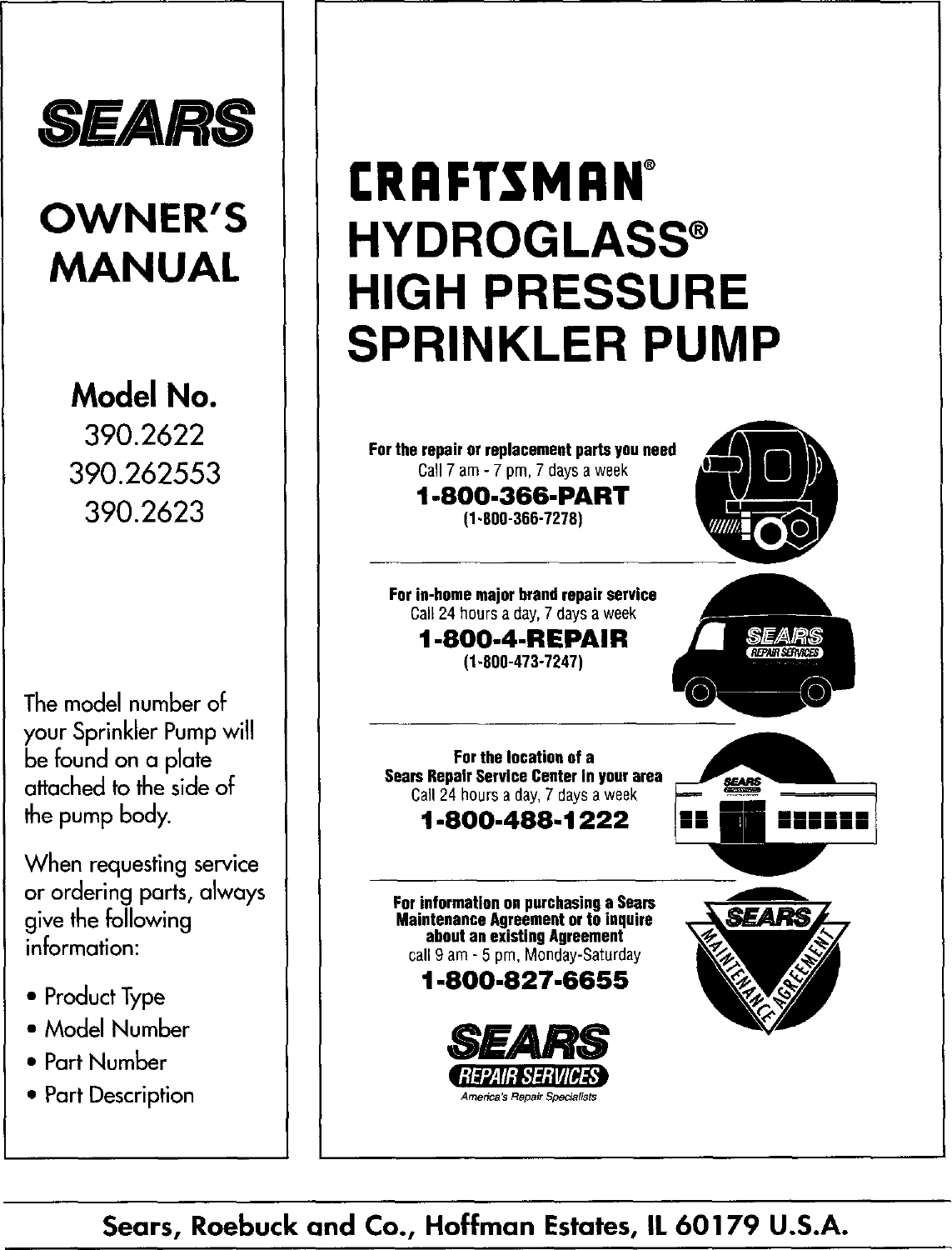Page 12 of 12 - Craftsman 3902622 User Manual  HIGH PRESSURE SPRINKLER PUMP - Manuals And Guides L0502569