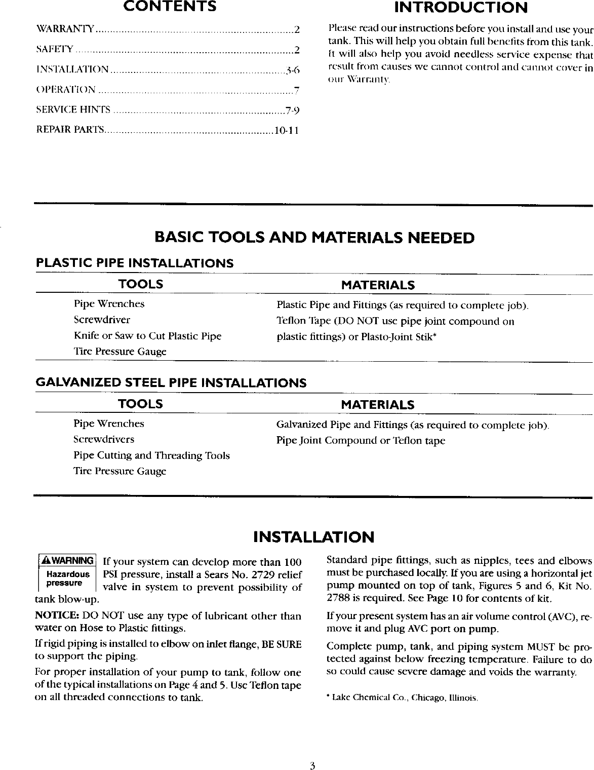 Page 3 of 12 - Craftsman 390291198 User Manual  CAPTIVE AIR TANK - Manuals And Guides L0409598