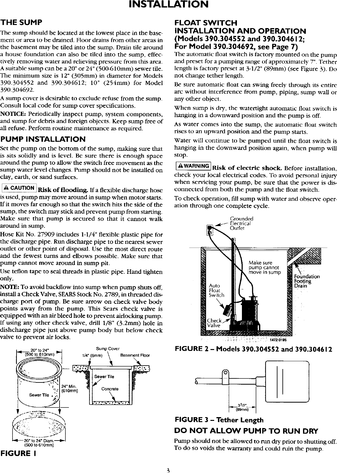Page 3 of 8 - Craftsman 390304552 User Manual  SUMP PUMP - Manuals And Guides L0305271