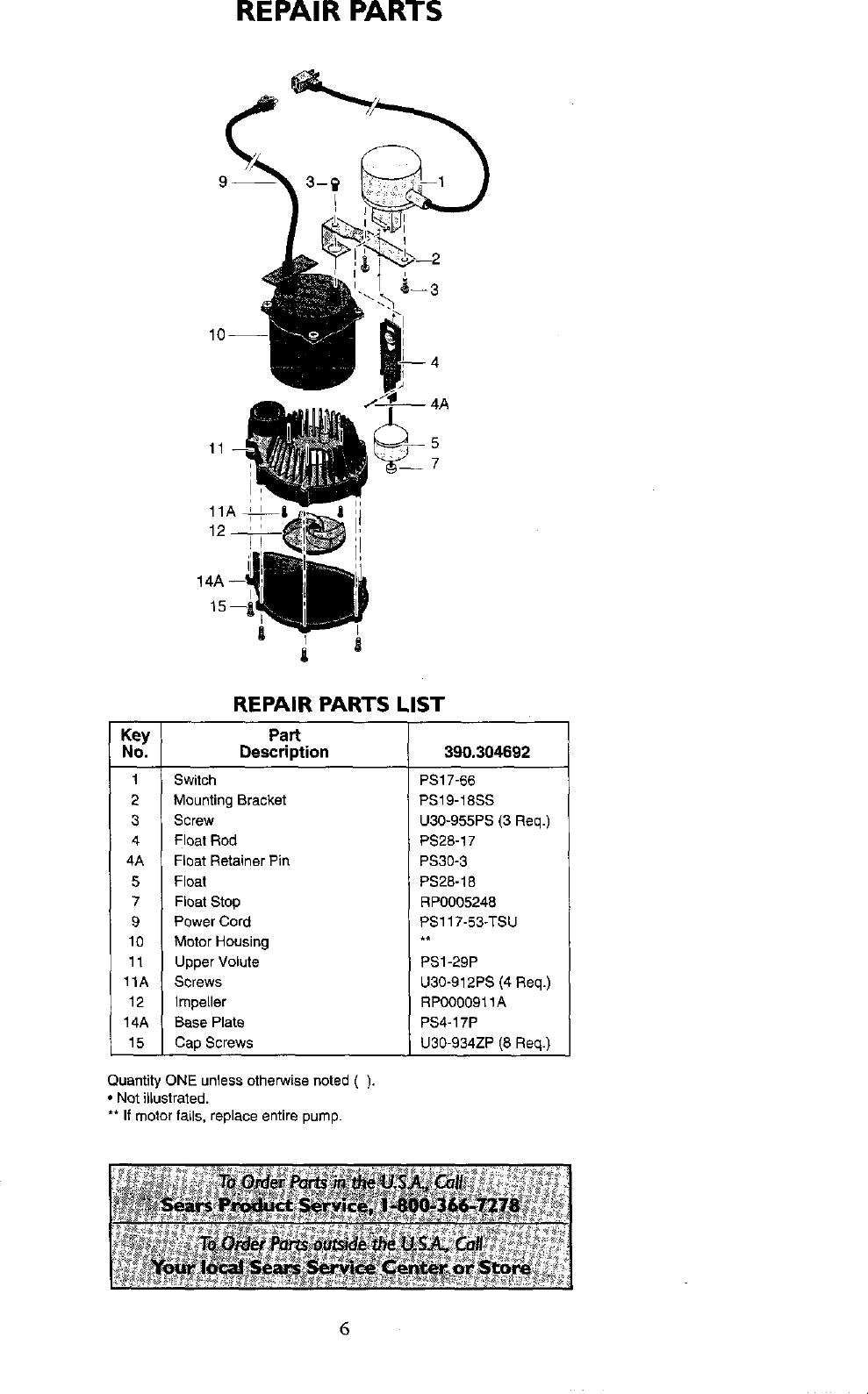 Page 6 of 8 - Craftsman 390304692 User Manual  SUMP PUMP - Manuals And Guides L0521992