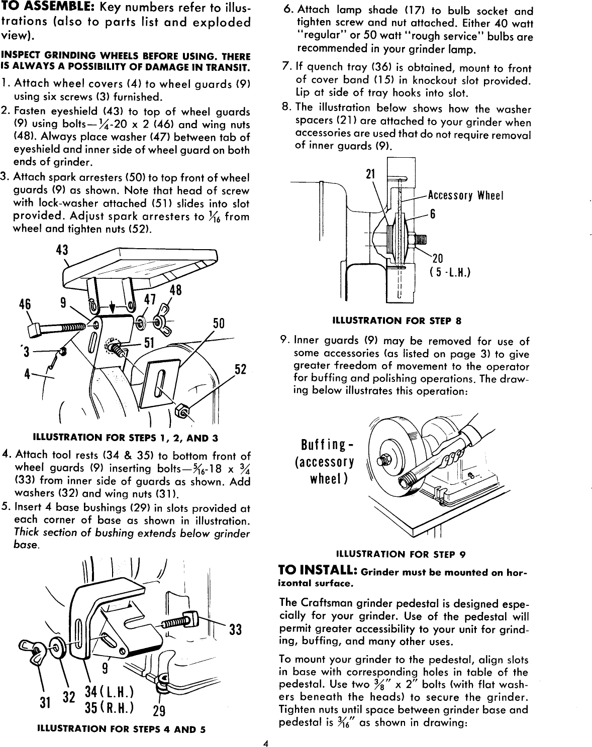 Craftsman 39719580 User Manual 1/3 H.P. GRINDER Manuals And Guides L0912099