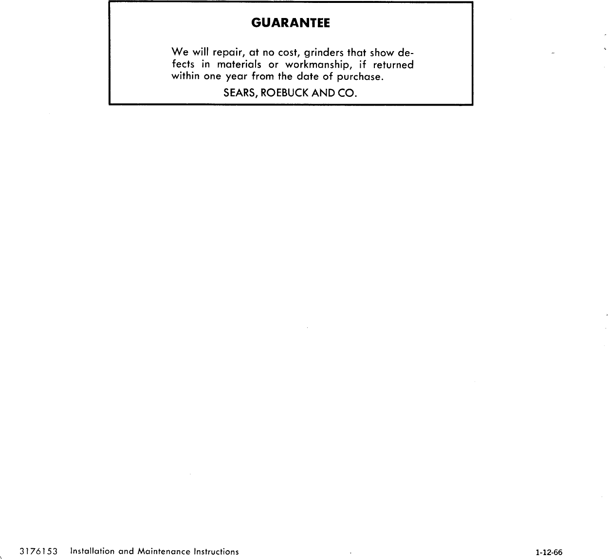 Page 6 of 6 - Craftsman 39719580 User Manual 1/3 H.P. GRINDER - Manuals And Guides L0912099