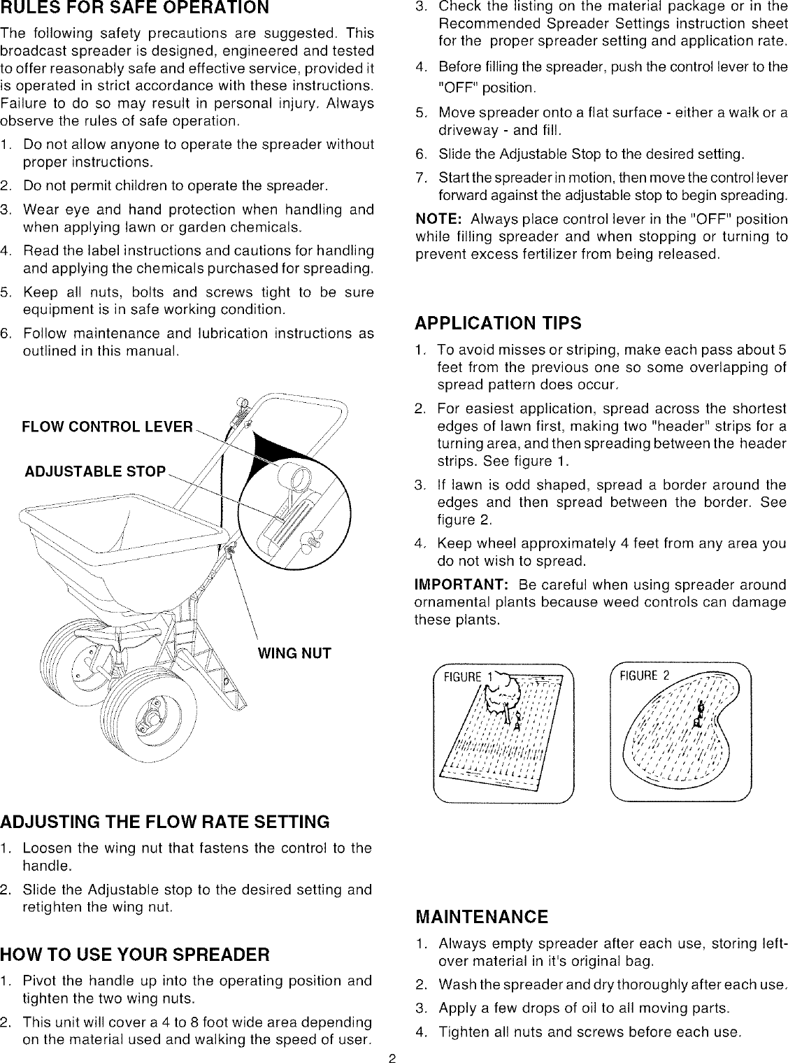 Page 2 of 4 - Craftsman 4861994 User Manual  BROADCAST SPREADER - Manuals And Guides L0503110