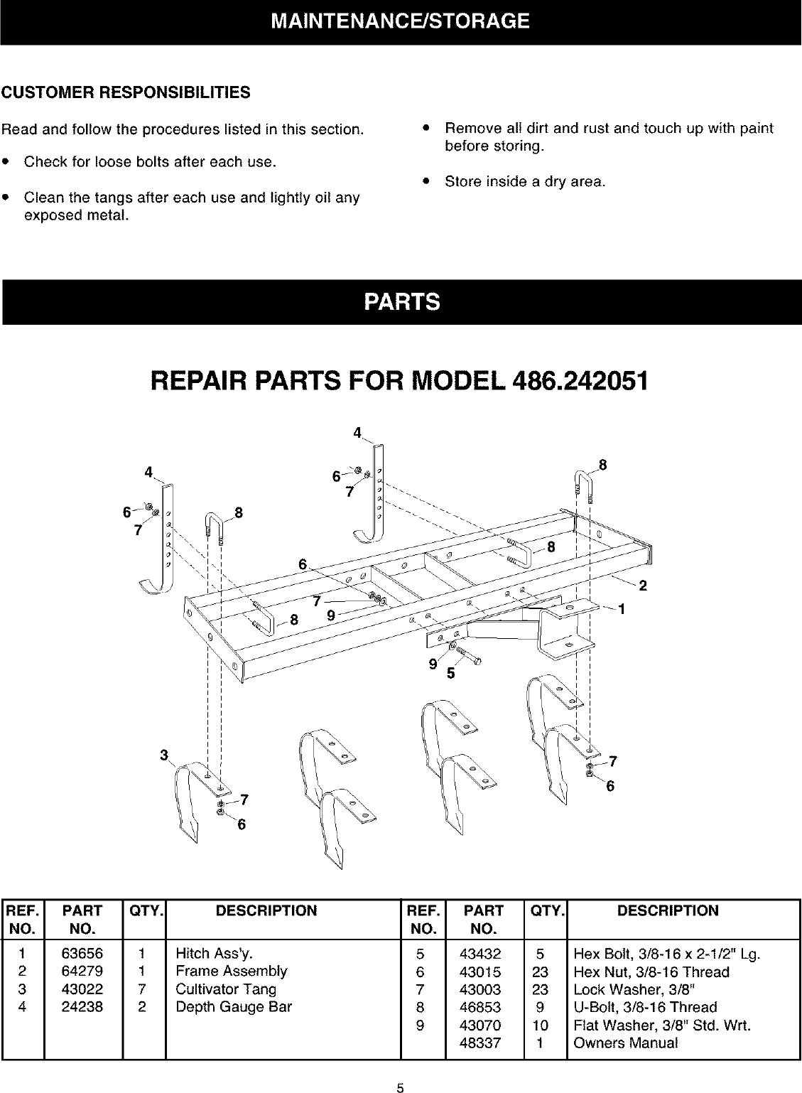 Page 5 of 8 - Craftsman 486242051 User Manual  CULTIVATOR - Manuals And Guides L0303043