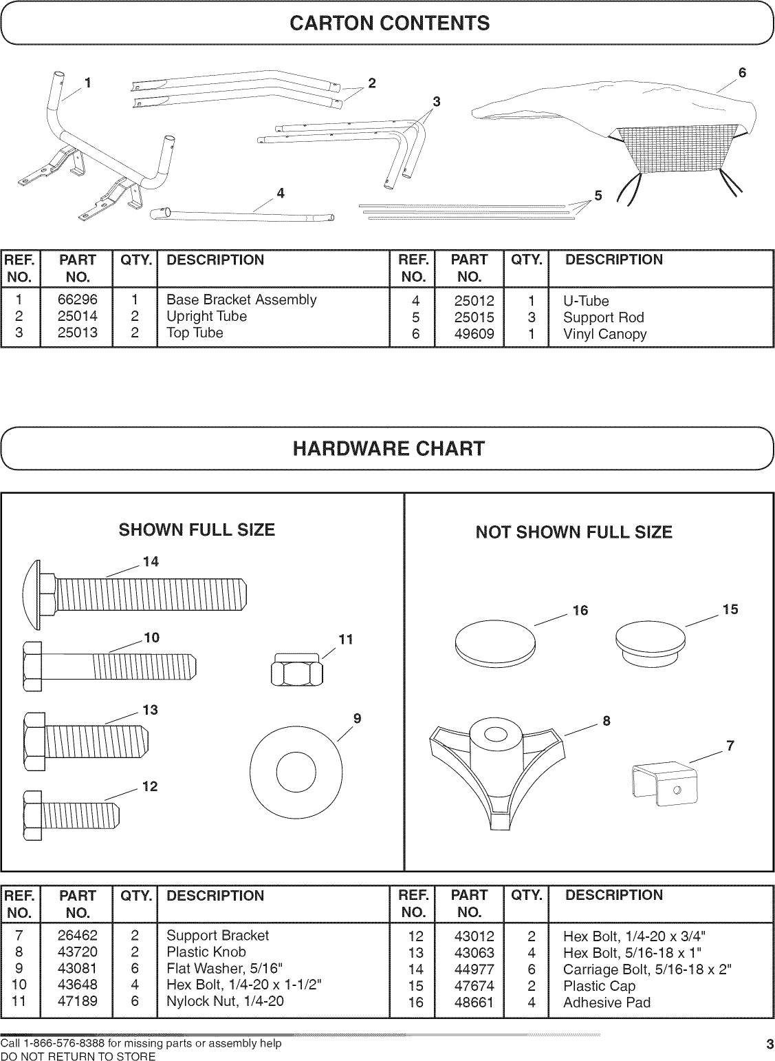 Page 3 of 8 - Craftsman 48624230 User Manual  SUN SHADE - Manuals And Guides L0812622