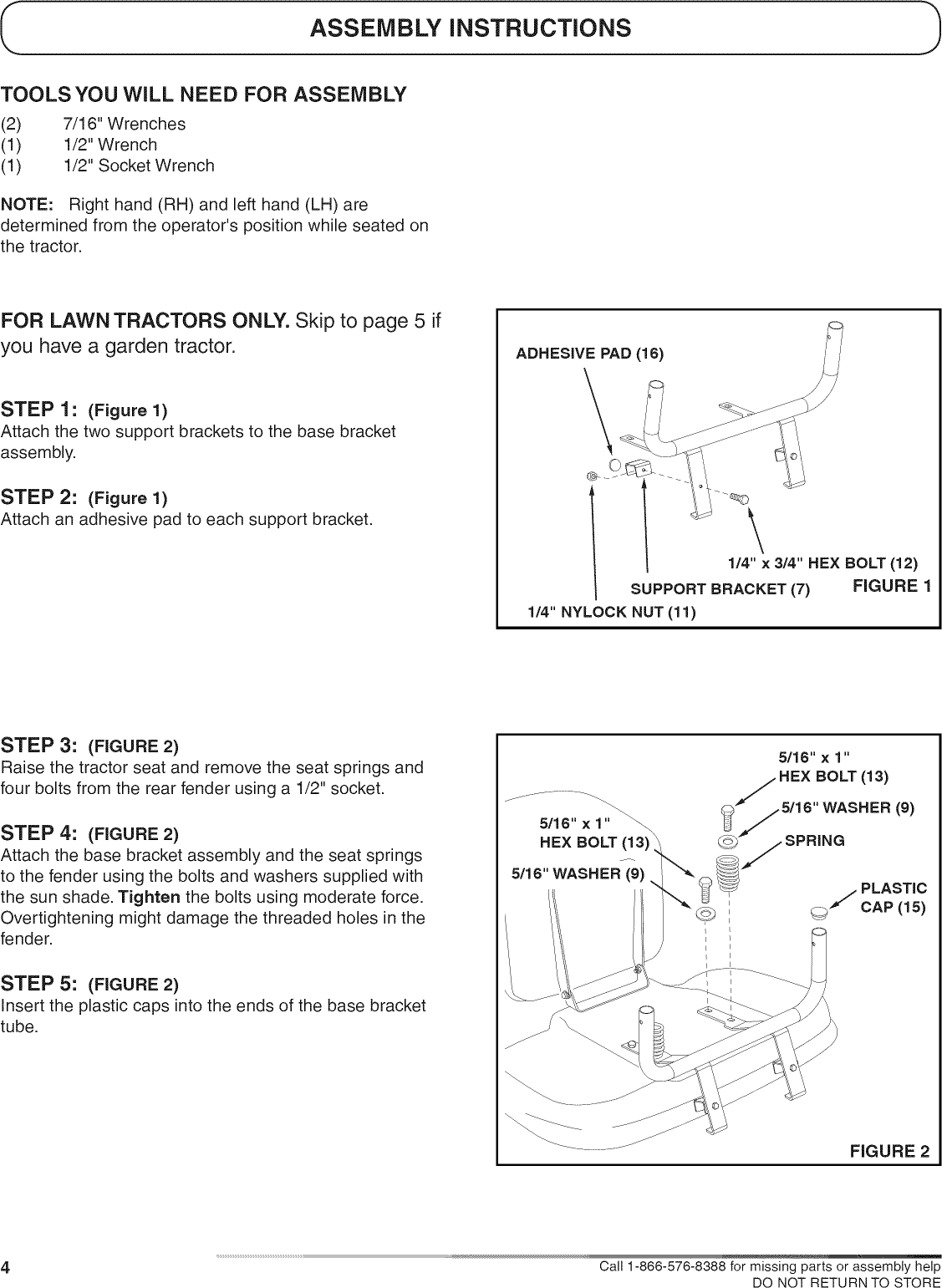 Page 4 of 8 - Craftsman 48624230 User Manual  SUN SHADE - Manuals And Guides L0812622