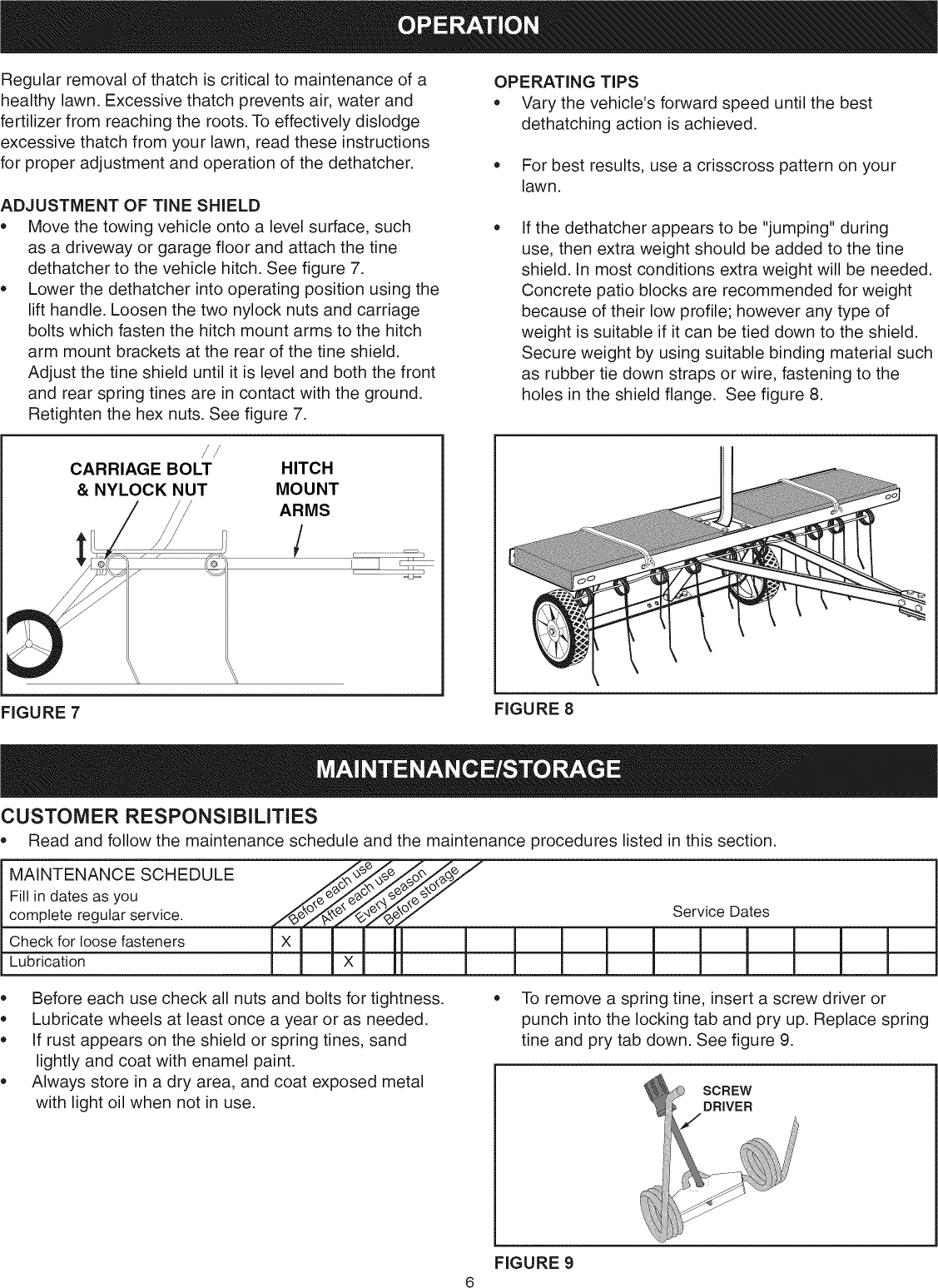 Page 6 of 8 - Craftsman 486243152 User Manual  40 TINE DETHATCHER - Manuals And Guides L0811597