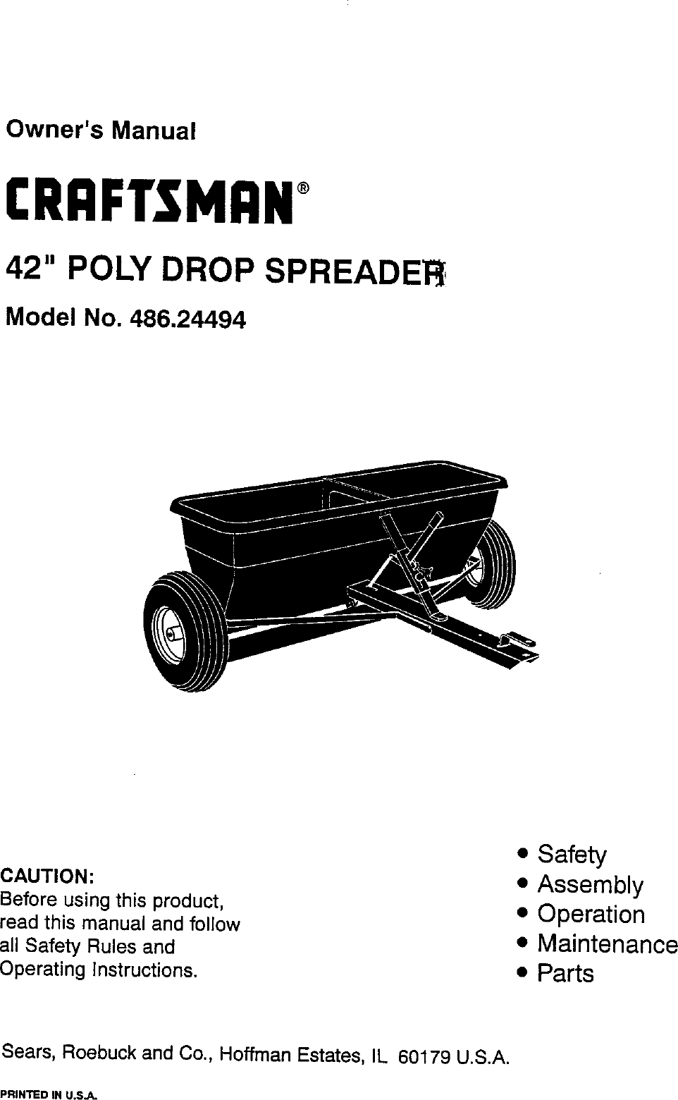 Page 1 of 12 - Craftsman 48624494 User Manual  42 POLY DROP SPREADER - Manuals And Guides 99030650