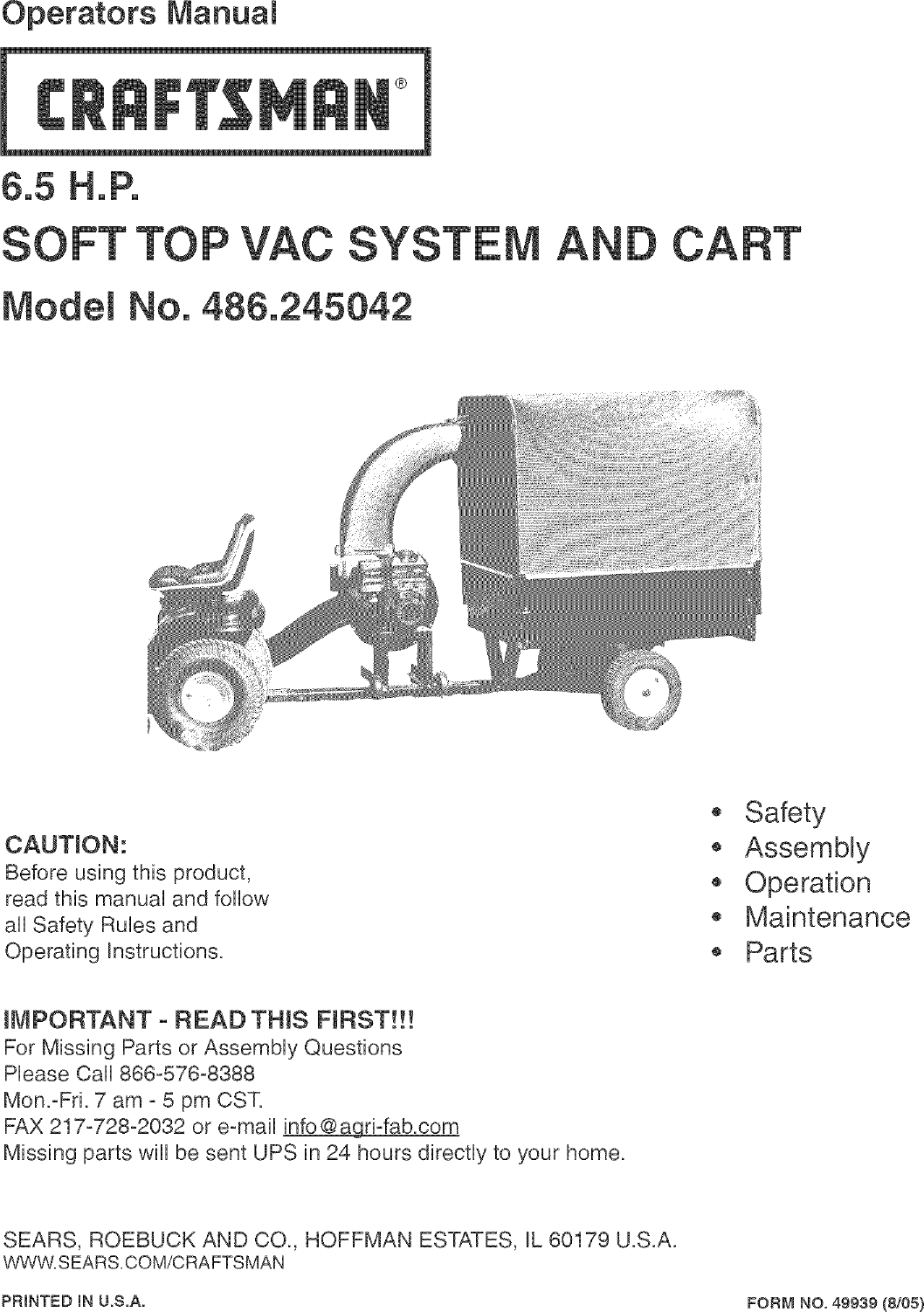 craftsman lawn vacuum manual