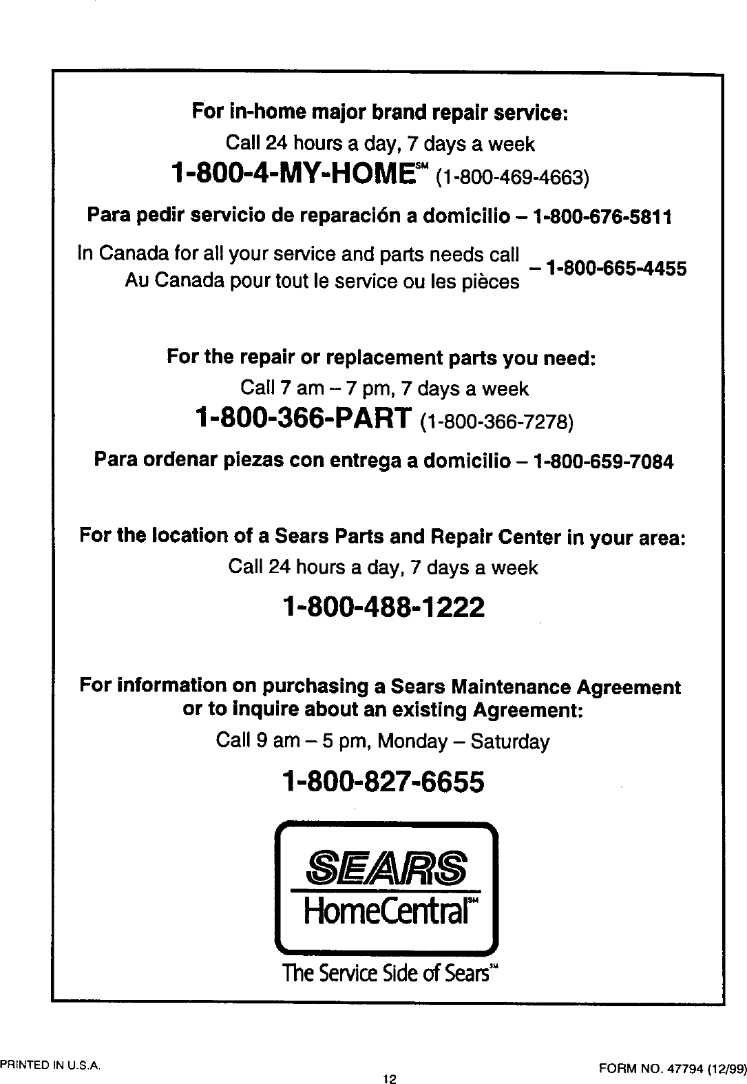 Page 12 of 12 - Craftsman 48624531 User Manual  Power Sprayer - Manuals And Guides L0030095