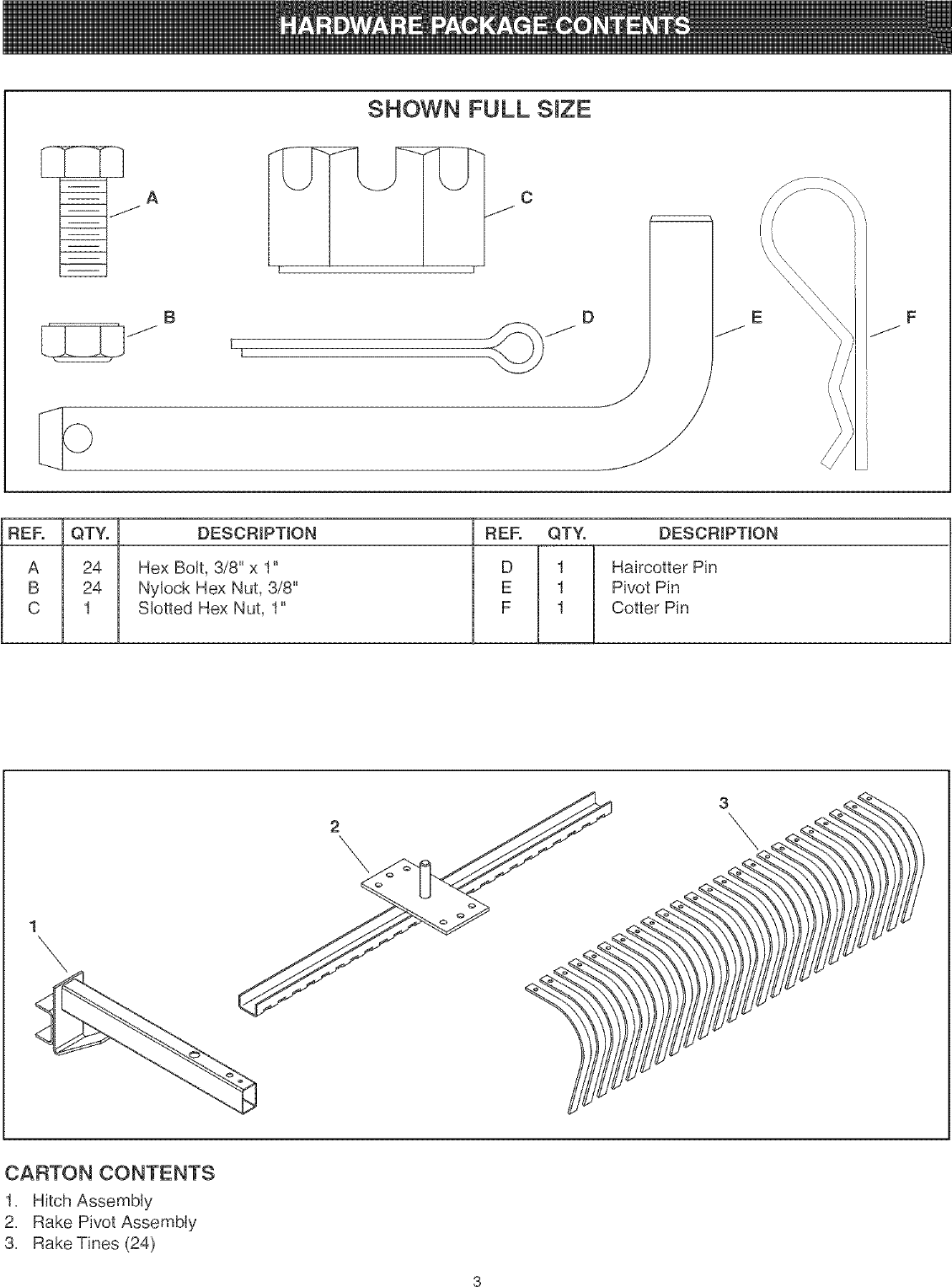 Page 3 of 8 - Craftsman 48624537 User Manual  48 SLEEVE HITCH ROCK RAKE - Manuals And Guides L0503116